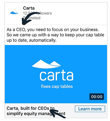 example of a LinkedIn ad that uses exact title matching 