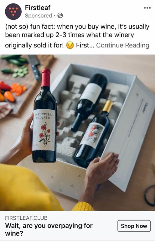 Firstleaf Facebook Ad Content