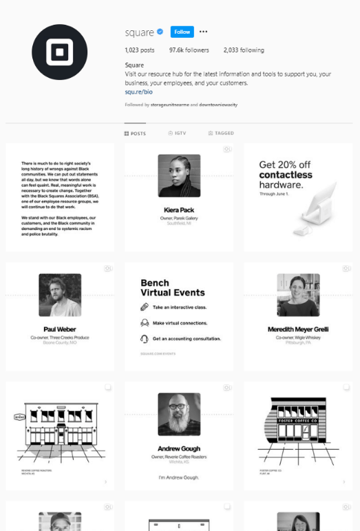 Example of Consistent Branding on Square's Instagram