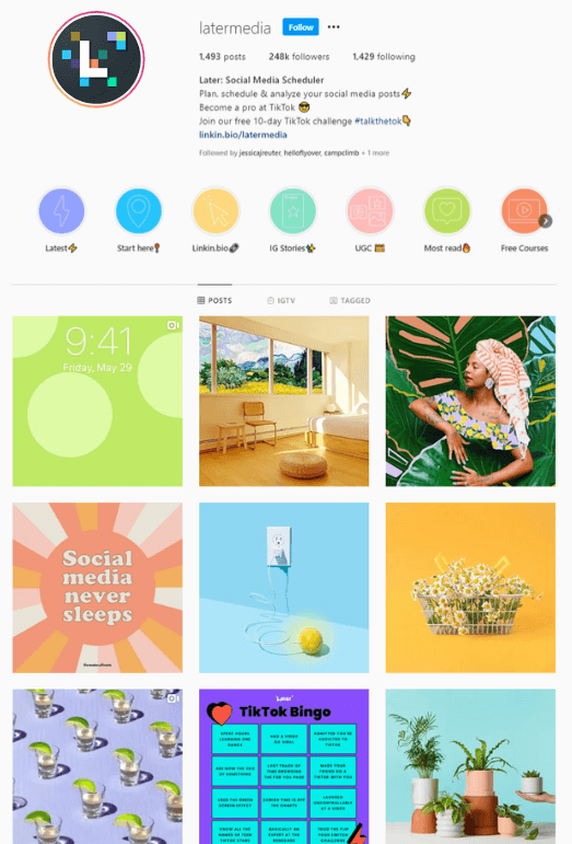 Later's Colorful Instagram Account