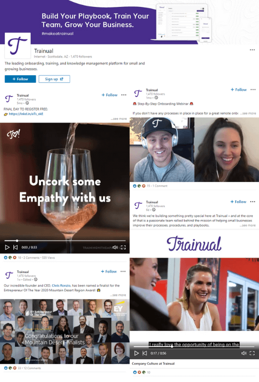 Examples from Trainual's LinkedIn Company Page