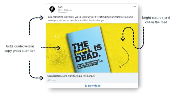 example of lead gen ad with download CTA on LinkedIn