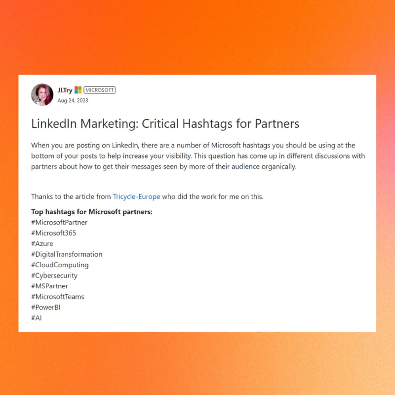 microsoft hashtags partners